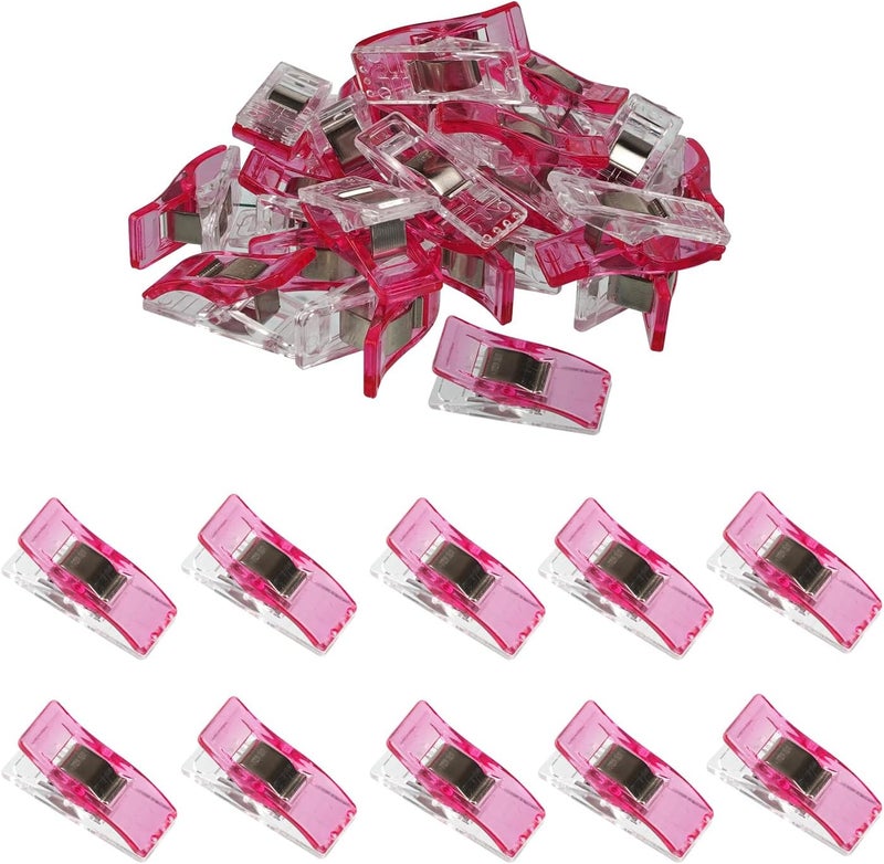 Foihukelim Plastic Clips 30 Pcs Notions Ideal for Sewing and Quilting Clips for Fabric Crafting for Seamstresses Quilters and DIY Projects (Rose red) - Image 1